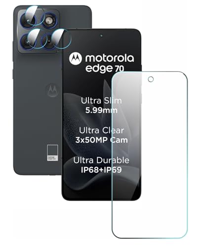 Image of Matte Finish Gaming Tempered Glass Screen Protector Compatible For Motorola Moto Edge 70 5g | With Camera Lens Protector Screen Guard Pack 1+1