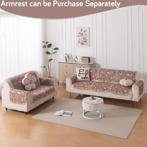 Image of HOKIPO HeavenHue Sofa Cover 5 Seater Panel Set 3+2, Vintage Bloom