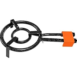 Paellero Gas Natural Interior Garcima Paella Anillo Doble Quemador de Gas Natural, 30 cm, Negro, Juego de 6
