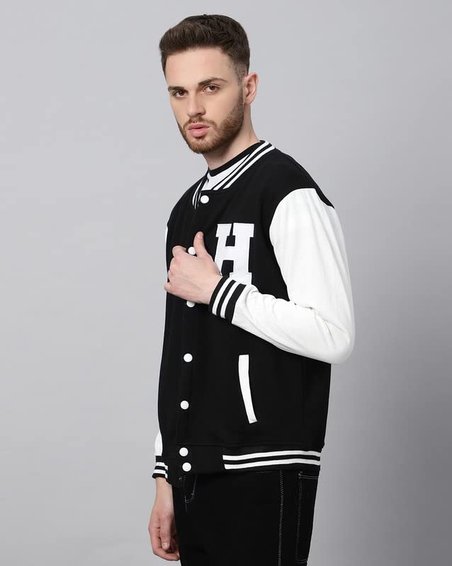 Image of BE SAVAGE Men's Cotton Blend Standard Length Varsity Jacket