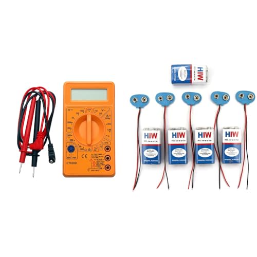 Electronic Spices Small Digital Multimeter, Multipurpose Electric meter Yellow/Red