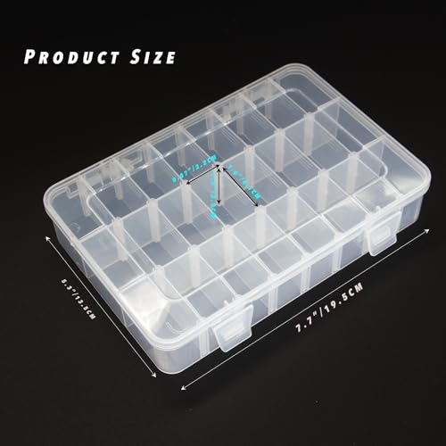 Image of 24 Grids Clear Plastic Organizer Box with Adjustable Dividers, Plastic Organizer Box Container Perfect for Beads Organizer, Art DIY Crafts, Jewelry, Fishing Tackles
