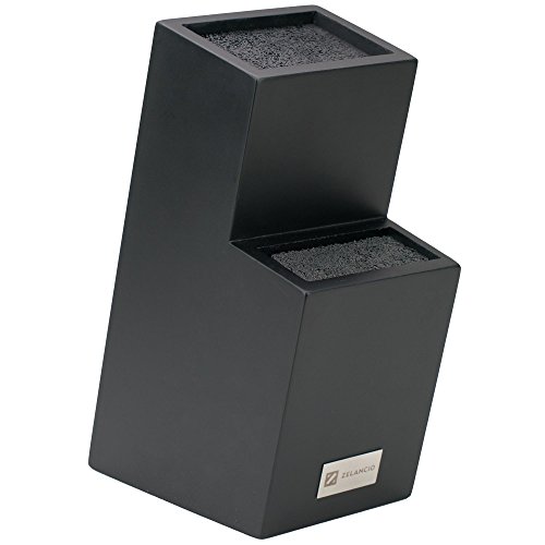 Zelancio Universal Wood Knife Holder Wooden Knife Block for Any Knife, Black