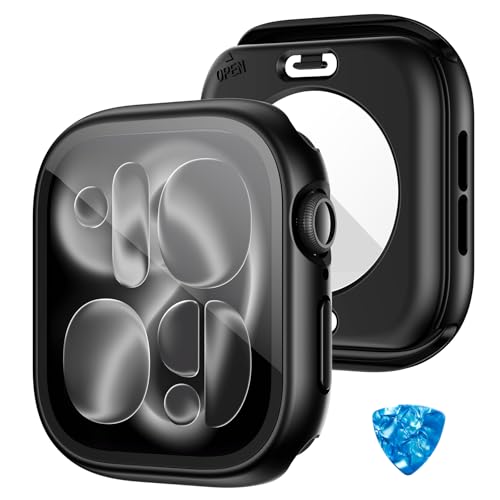 HWeggo [2 en 1] Funda Impermeable para Apple Watch Series 11/10 Funda Protectora 42mm,Cubierta 360°PC con Protector de Pantalla de Cristal Templado,Bumper Frontal y Trasero (Negro)