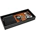 JACKCUBE Design Leather Bamboo Valet Tray for Men, Catch All Trays for Key, Phone, Wallet, Coin, Sunglasses, EDC Dump Storage (Black) - MK205A