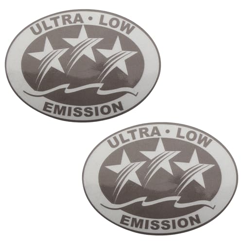 QuickMarine 2 Pcs Marine Ultra Low Emission 3 Star Decal Stickers for Boat Outboard Motors Light Gray