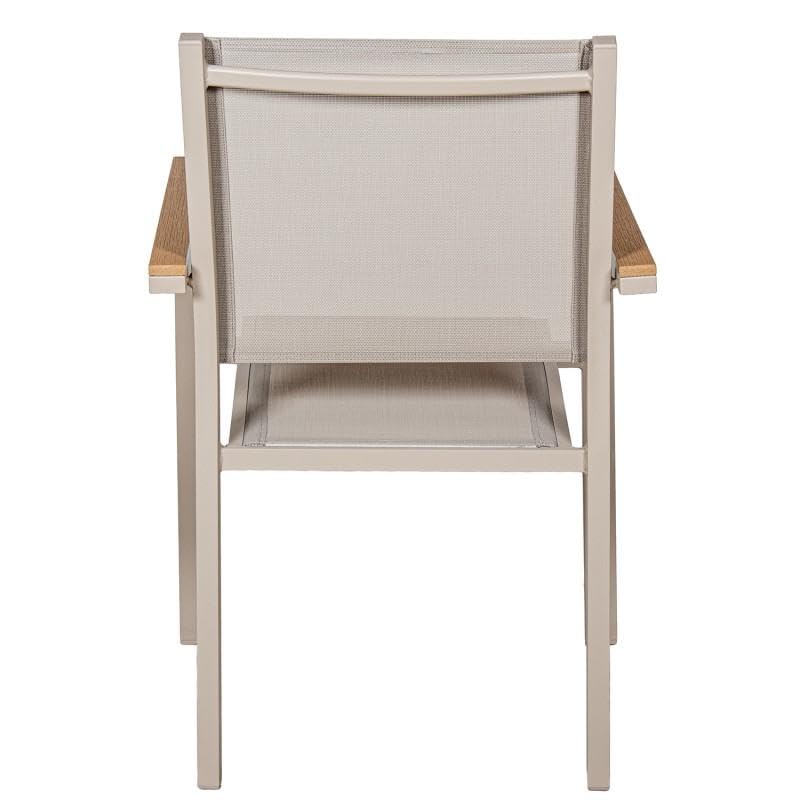 Chaise d'extérieur en aluminium DRW crème 86x50x60 cm pour jardin