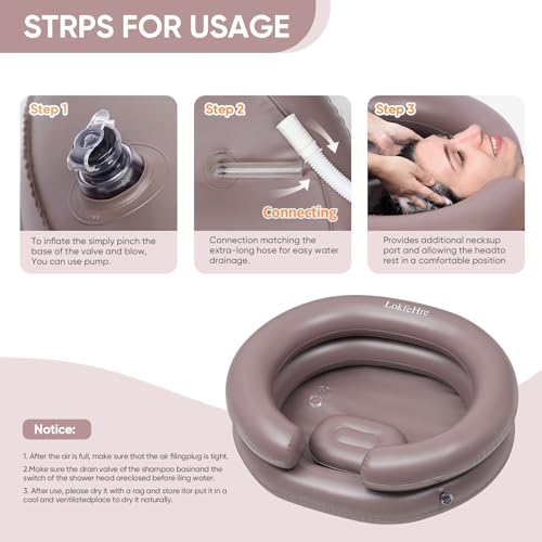 Image of Inflatable Shampoo Basin for Bedridden, Portable Hair Wash Bowl | Soft neck support with easy drainage helps elderly, disabled, injured, and post-surgery users enjoy comfortable bedside care
