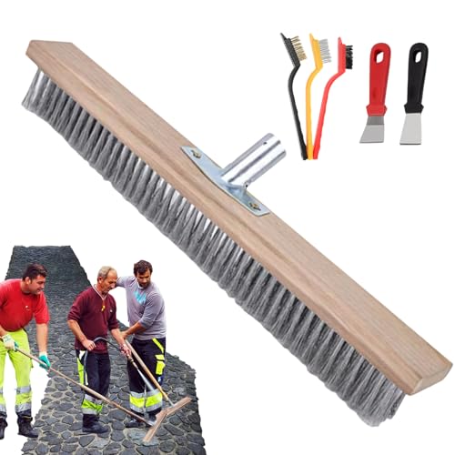 Balai de terrasse extérieur robuste en acier pour le nettoyage de carrelage en pierre de béton