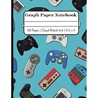 Graph Paper Composition Notebook | Paperback cover with a design for gamer | Large book 8.5x11 | Quad Ruled 4x4 with 110 blank grid/graphing pages for ... | Great as a pixel sketchbook for your artist