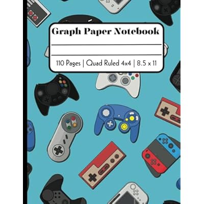 Graph Paper Composition Notebook | Paperback cover with a design for gamer | Large book 8.5x11 | Quad Ruled 4x4 with 110 blank grid/graphing pages for ... | Great as a pixel sketchbook for your artist