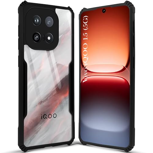 Image of Jkobi Hybrid Back Cover Case for Vivo iQOO 15 5G (Shockproof with Polycarbonate Clear Panel | Professional Black)