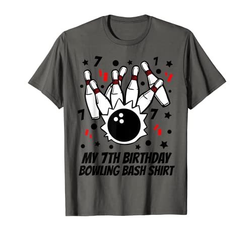 7º cumpleaños Bowling Bash Party Cool Bowler edad 7 regalo Camiseta