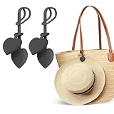Nearockle Magnetic Hat Clip for Travel on Bag, 2Pack Upgraded Silicone Adjustable Sunhat Holder, Vacation Beach Essentials (Classic Black)