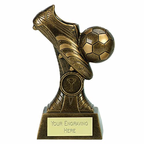 TROPHIESPLUSMEDALS Prime Antique Gold Resin Boot Ball Football Trophy 18cm