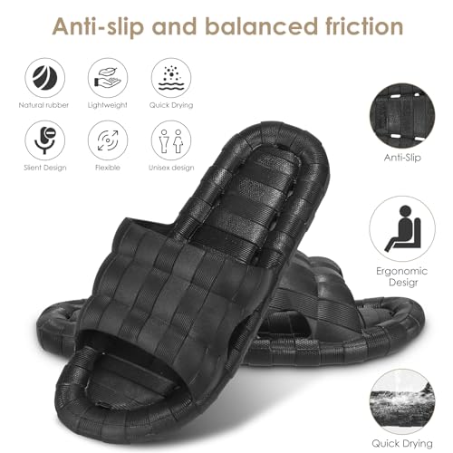 AMOUR GOODS Nature Rubber Shower Slippers for Women and Men Non-Slip Quick Drying Bathroom House Slides Beach Pool Sandals3