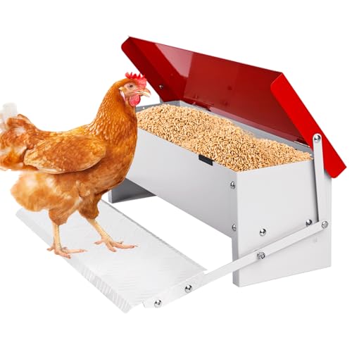 Comedero para pollos con pedal metálico de 7kg para exterior