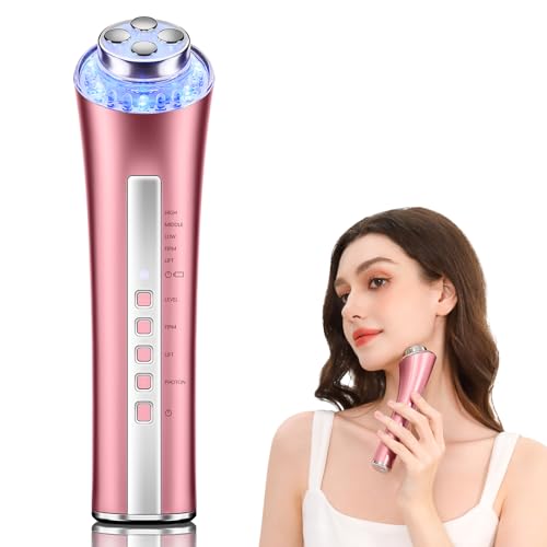 CARER SPARK Gesichtsmassagegerät Gegen Falten Skin RF Schönheitsgerät mit 3 LED Licht EMS Phototherapie für Anti-Aging Faltenreduzierung feine Linienreduktion Radiofrequenz Hautpflegegerät