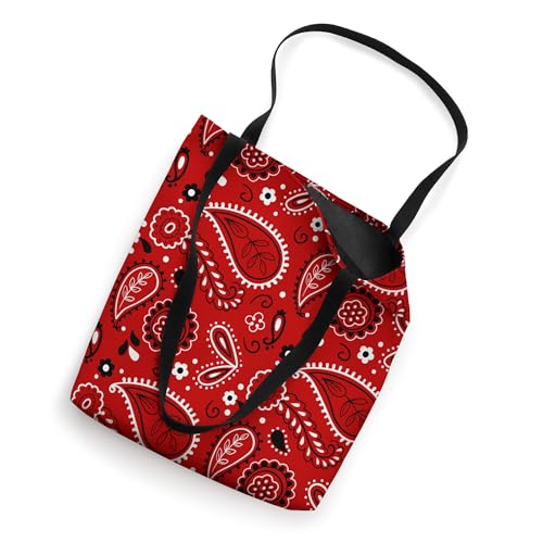 Bolso tote con estampado paisley rojo estilo vaquero y bandana miniatura 2