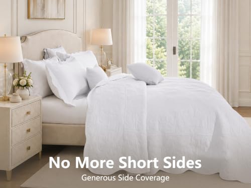 Image of HZ & HY Oversized Alaskan King Bedspreads 138x122, Stitched Paisley, White