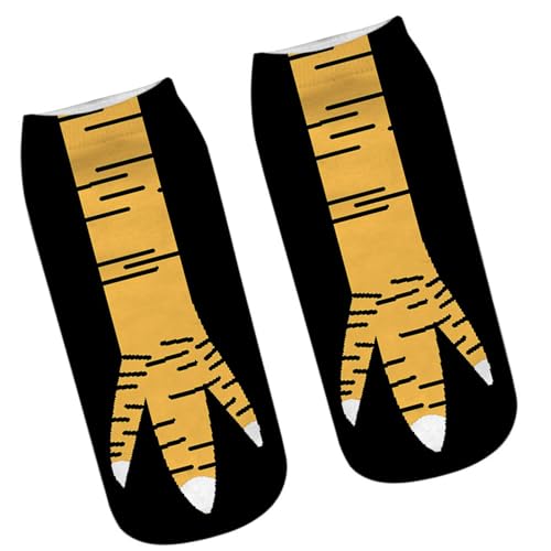 Sbshiouu Novità Divertente Stampato Digitale Pollo Artiglio Modello Calzini Alla Caviglia Per Donne E Uomini Halloween Cosplay Partito Calzini Corti Festa di Vacanza, Giallo e nero., Taglia unica