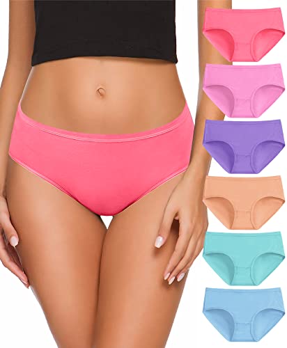 Image of Women's High Waist Cotton Underwear Soft Brief Panties Decorated with Lace Regular and Plus Size