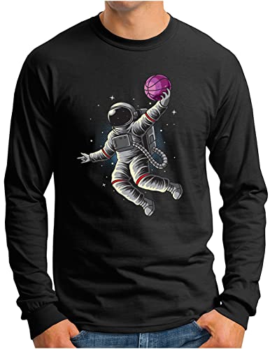 T-shirt manches longues astronaute homme noir idéal pour passionnés d'espace