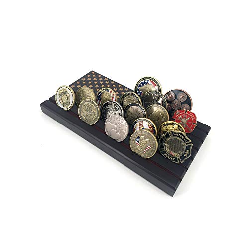 WOERDA American Flag 6 Row Challenge Coin Display Stand Case Military Coin Holder Display