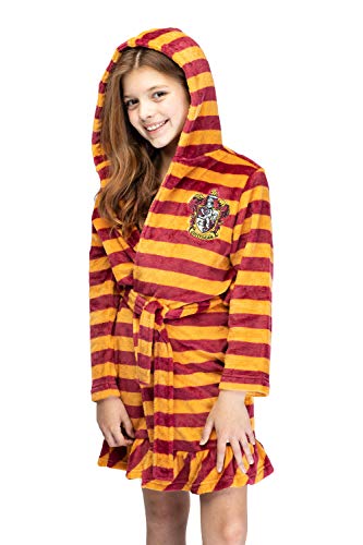 Harry Potter Girls' Striped Ruffle Plush Fleece Robe - All 4 Houses Gryffindor, Hufflepuff, Slytherin, Ravenclaw4
