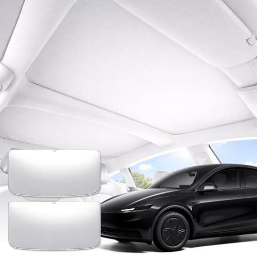 Enerfero Parasol de Techo para Tesla Model Y 2025 - Protector Solar de Cristal Térmico con Bloqueo UV 99%, Pantalla Plegable con Aislamiento de Calor y Clips de Sujeción, Accesorios Interior (Model Y)