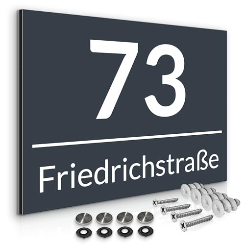 Muralo - Hausnummern-Schild Türschild Personalisiert Wetterfest für...