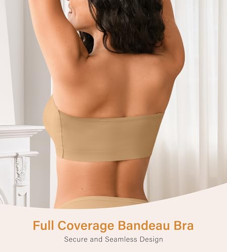 Image of DEANGELMON Strapless Bras for Women Non-Slip Silicone Bandeau Seamless Tube Top Bralette Comfy Non Padded Stretchy Stylish