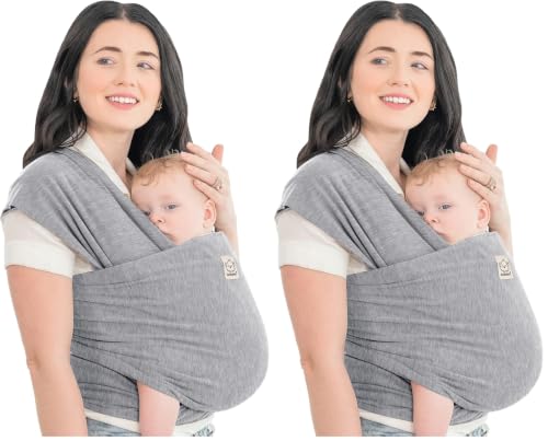 Image of KeaBabies Baby Wrap Carrier - All in 1 Original Baby Carrier Newborn to Toddler Sling, Easy to Wear, Hands Free Bonding, Lightweight, Breathable Infant Wraps (Classic Gray) (Pack of 2)