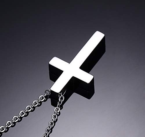 Rockyu Cross Necklace for Men Stainless Steel Silver Simple Cross Pendant Christian Jewelry Gift 16-24 Inches Chain - Image 4