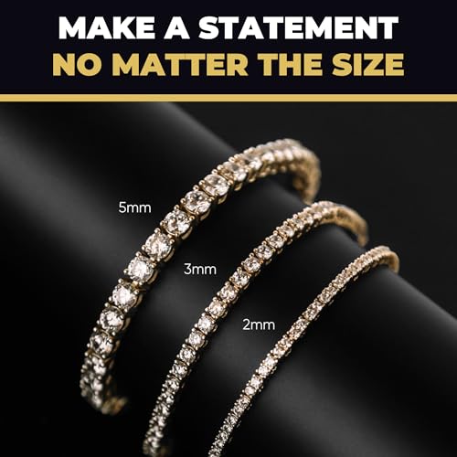 GLD Clustered Tennis Bracelet - Iced Out Chain for Men and Women in Yellow, White and Rose Gold from 6MM-12MM, 6”-9”4