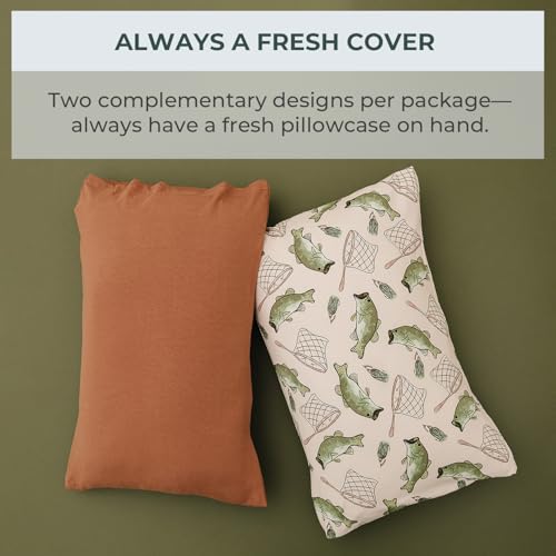 Image of Pobibaby - 2 Pack Premium Toddler Pillowcase - Ultra Soft Jersey Knit - Crib Pillow, Kids Pillow, Travel Pillow Case Cover (Gone Fishing)