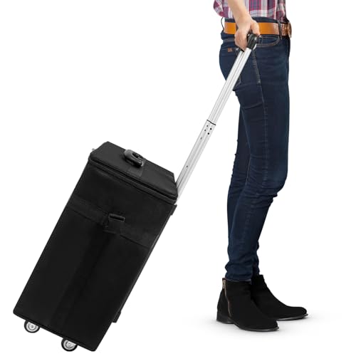 180 Pairs Eyeglasses Storage Trolley Case, Potable Glasses Storage Box with 12 Trays, Sunglasses Display Suitcase with Retractable Pull Rod & 4 Wheels, Optical Frame Glasses Display Case Storage Box