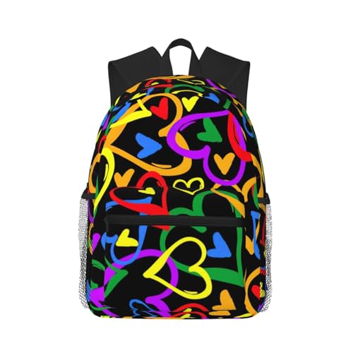 Rucksack mit Gay-Pride-Regenbogen- und grünem Alien-Print für Damen und Herren, leicht, lässiger Tagesrucksack für Reisen am Arbeitsplatz