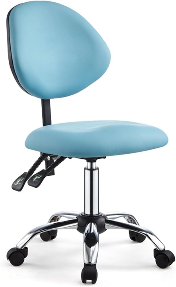 Mescxty Blue Saddle Stool For Dental Hygienist, Professional Chair With Wheels, Ergonomic Rolling Backrest Tilting (Color:blue)