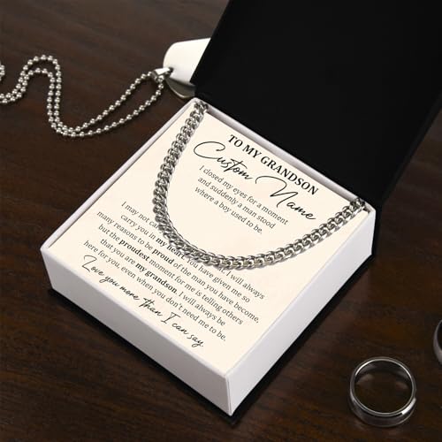 Personalized To My Grandson Necklace, Grandson Necklace From Grandma, Necklace For Grandson, Christmas Gifts For Grandson, Grandson Birthday Gifts From Grandma, Grandson Necklace From Grandparents3