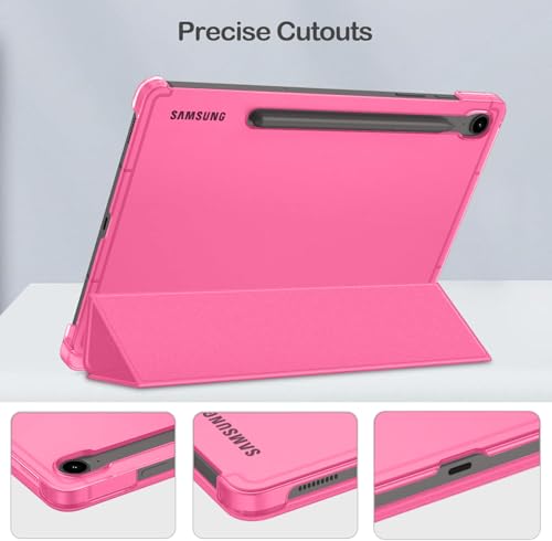 Image of MOCA Case for Samsung Galaxy Tab S10 Plus / S9 Plus 12.4-Inch, Translucent Back Tri-Fold Stand Cover, Supports S Pen Charging, Auto Wake /Sleep, Protective PU + PC Tablet Case (Watermelon)