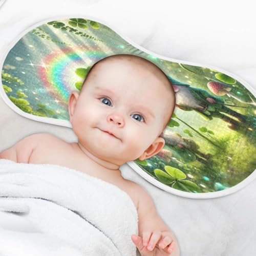 Gnomes St Patricks Clover Baby Burp Cloths Cotton Burp Clothes Absorbent Muslin Burp Cloths Soft Burp Cloth Rags for Newborn Girl Unisex Boy 1 Pack 22x11 Inches4