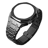 [JUSUTEK] 新登場 【ケースにネジ飾りなし版】 GA2100 カスタムパーツ APスタイル 時計バンド+ケース，For gショックGA2100/GA2110/GA-B2100用メタルカバーモデル，ga2100 modキットカスタムベゼル時計バンドストラップ、メンズ時計改造交換用アクセサリーセット、ツール付き腕時計改造する (黒鋼)