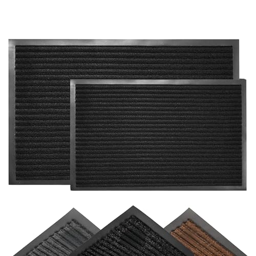 RoyalFay® Fußmatte Schwarz 60 x 80 cm für Innen & Außen - Schmutzfangmatte für Haustür - Premium Türmatte erhältlich in 3 Farben - Sauberlaufmatte und idealer Fußabstreifer