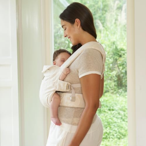 Image of Momcozy Newborn Carrier WeeSnug - Lightweight and Cozy Comfort for 7-25 lbs | Ergonomic Cross-Back Support and Lumbar Pad, Effortless to Put On, 100% Soft Cotton, OEKO-TEX, Visual Size Scale, Geometry