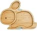 Koko Kids® Piatto di aspirazione per coniglio in bambù naturale ~ Piastra di alimentazione per neonati e bambini con forte anello di aspirazione (Verde)