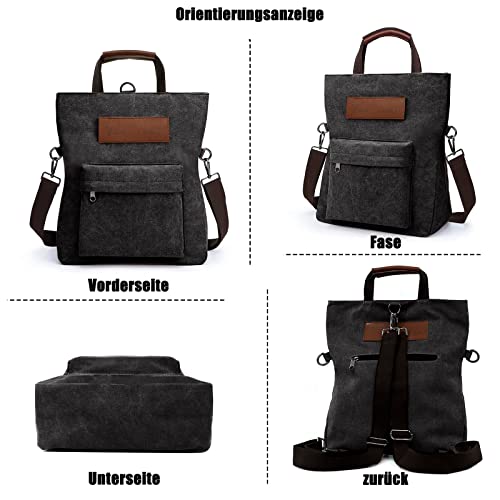TANTOMI Handtasche Rucksack Damen 2 in 1, Canvas Rucksacktasche Groß Handtasche Damen, Mehrzweck Damen Rucksack für Arbeit, Büro, Einkaufen, Shopper Reisen im Freien.