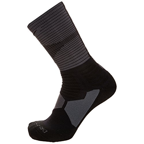 Nike Hyper Elite Men's Disrupter Crew Socks (Large (8-12), Black/Grey - 011)
