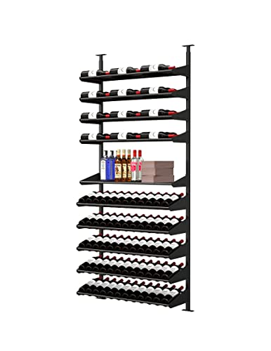 Showcase Centerpiece Wine Display - Black Metal Wine Rack, Stores 96 Bottles, Modular Wine Storage for Wine Cellars, Home Bars, Kitchens, Dining Rooms