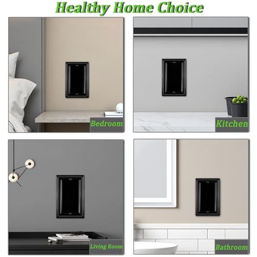 Kinahen Decorative Metal Outlet Cover and Light Switch Cover,Switch Plate and Wall Plate Cover, 3.15" x 4.88" Mid-Size Multiple Styles Thick and Durable (Black, 1 Gang Blank 4 PK) by kinahen - Used condition - Image 6